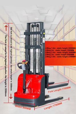 Fuel Electric 1.5ton Electric Pallet Stacker 3.5m Lifting 48V32ah Battery 2110X850X2070MM